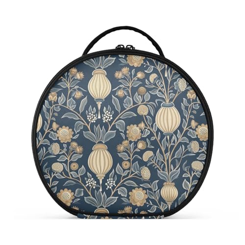 William Morris Kosmetiktasche im rustikalen Ethno-Stil, Blumenmuster, vertikal, freistehend, leicht, Kosmetiktasche für Damen, mit verstellbaren Trennwänden, 27,9 cm, Dunkelblau von tplaotee