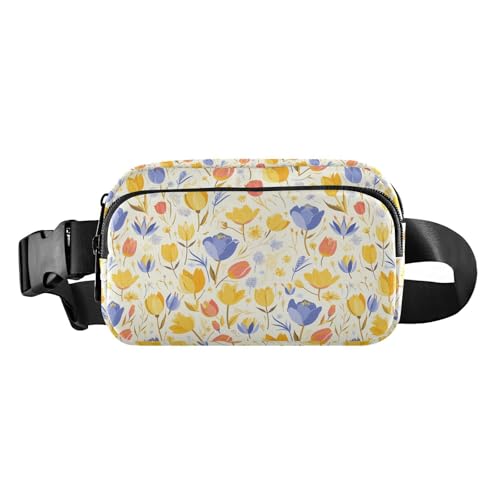 Zarte Cartoon-Blume, leuchtende Farben, niedliche Hüfttasche für Damen, Herren, Teenager, Mini-Gürteltasche mit verstellbarem Riemen für Reisen, Fitnessstudio, Arbeit von tplaotee