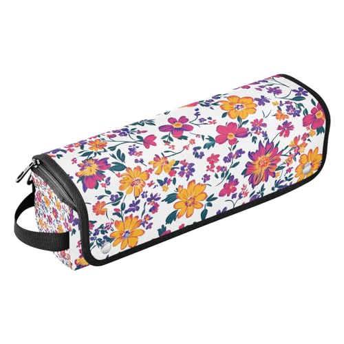 tplaotee 2-in-1-Haar-Werkzeug-Organizer mit herausnehmbarer, hitzebeständiger Matte, tragbare Reise-Tragetasche für Glätteisen, Lockenstäbe, fragmentierte bunte Blumen, Reiseutensilien für Reisen, von tplaotee