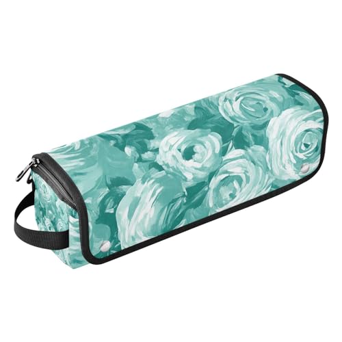 tplaotee 2-in-1-Haarwerkzeug-Organizer und hitzebeständige Matte, doppellagige Reise-Tragetasche für Glätteisen, Glätteisen, Lockenstäbe, grüne Rosen für Valentinstag, tragbare Reiseutensilien von tplaotee