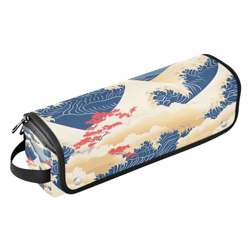 tplaotee 2-in-1 Lockenstab Reisetasche mit hitzebeständigem Pad, Haar-Werkzeug-Organizer, Aufbewahrungstasche für Glätteisen, Lockenstäbe, Hevron Wave Cloud Reisezubehör, Hevron Wave Cloud, 1 Size von tplaotee