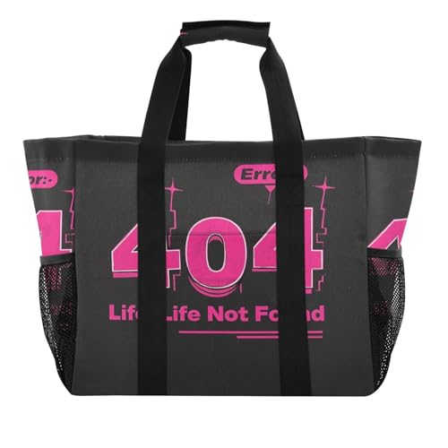 tplaotee 404 "Error Life Not Found" Utility Tote Bags For Women Reusable Bags For Groceries Foldable Beach Bag With Compartments Canvas Laundry Carryall Travel von tplaotee
