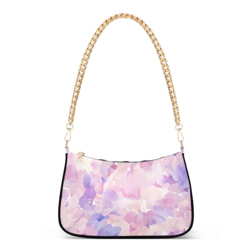 tplaotee Abstrakte Aquarell-Blume, Lila, Hellrosa, trendige Kette, Reise-Geldbörsen für Damen, Crossbody-Tasche für den Herbst von tplaotee