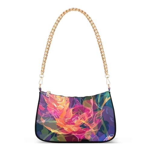 tplaotee Abstrakte Kunst-Illustrationen, Blumen, rote trendige Kette, Bauchtasche für Damen, Umhängetasche, Handtasche, Geburtstagsgeschenke für Frauen von tplaotee