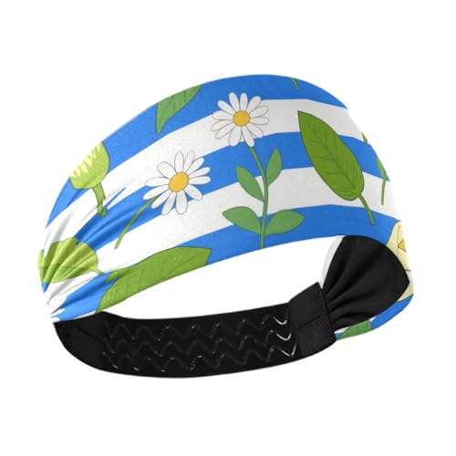 tplaotee Blau-weiß gestreifte Calla-Lilien-Gänseblümchen-Stirnbänder, feuchtigkeitsableitend, dick, dehnbar, schweißtreibende Bänder für Laufen, Workout, Basketball, Volleyball tplaotee Blau-weiß gestreifte Calla-Lilien-Gänseblümchen-Stirnbänder, feuchtigkeitsableitend, dick, dehnbar, schweißtreibende Bänder für Laufen, Workout, Basketball, Volleyball von tplaotee