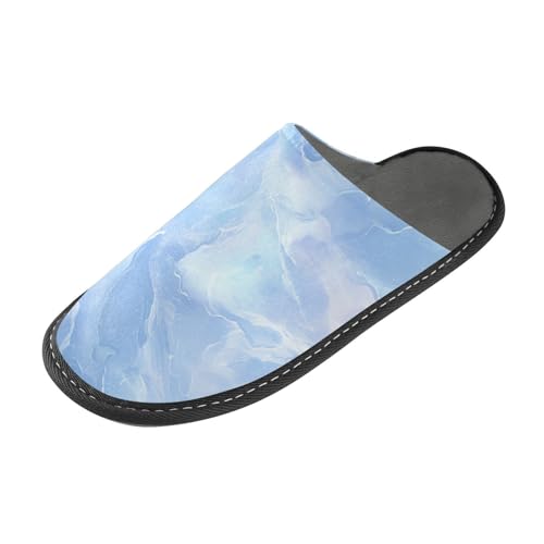 tplaotee Blaue Marmor-Textur, schicker Damen-Slipper für den Innenbereich, mit Memory-Schaum, für Haus, Schlafzimmer von tplaotee