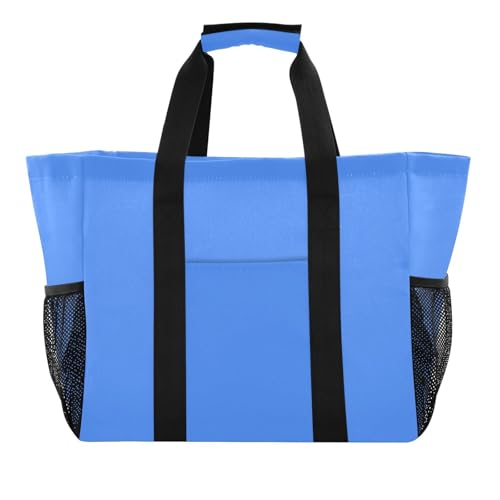 tplaotee Blaue Mehrzwecktasche für den Kofferraum, wiederverwendbare Einkaufstasche, faltbar, Strandtasche, sanddicht, Segeltuch, Auto-Tragetasche von tplaotee