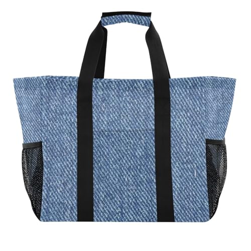 tplaotee Blue Jeans Mehrzwecktasche, Einkaufstasche, wiederverwendbar, faltbar, Strandtasche, Tragetasche mit Fächern, Segeltuch, Wäschesack tplaotee Blue Jeans Mehrzwecktasche, Einkaufstasche, wiederverwendbar, faltbar, Strandtasche, Tragetasche mit Fächern, Segeltuch, Wäschesack von tplaotee