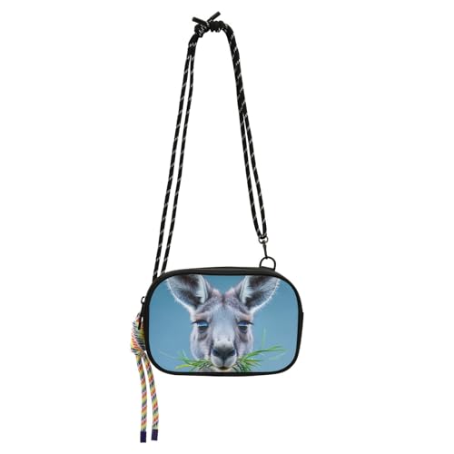 tplaotee Blue Kangaroo Funny Angry Cute Crossbody Bags for Men Waterproof with Credit Card Slots Nylon Small Crossbody Phone Bag Date, Blue Kangaroo Funny Angry, 1 size von tplaotee