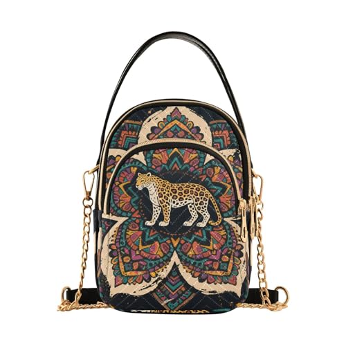 tplaotee Boho-Mandala-Blumen-Leopardenmuster, trendige Umhängetasche für Damen, trendig, mit mehreren Taschen, Damen-Handtaschen, Geburtstagsgeschenke für Frauen von tplaotee