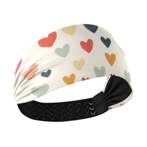 tplaotee Boho-Stirnband-Halter, einfacher Stil, Herzen, feuchtigkeitsableitend, elastisches Schweißband für Laufen, Workout, Tennis, Basketball von tplaotee