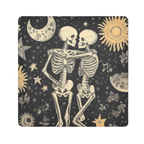 tplaotee Boho Totenköpfe Magische selbstklebende Make-up-Reisetasche, Stoff-Organizer, Wickeltasche, Kamera-Objektiv-Tuch, Wrapper für Organisation, Größe 55,1 x 55,1 cm von tplaotee