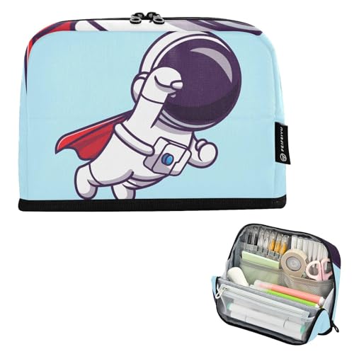 tplaotee Bolsad para herramientas Federmäppchen mit niedlichem Astronauten-Design, großes Fassungsvermögen, mit Reißverschluss, Schreibwaren-Aufbewahrung für Studenten, Schüler, Schulbedarf von tplaotee