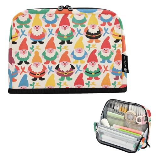 tplaotee Bolsas para herramientas Federmäppchen mit niedlichem buntem Zwergenmotiv, großes Fassungsvermögen, Mehrzweck-Tasche, Mehrzweck-Tasche für Jugendliche, Schulbedarf von tplaotee