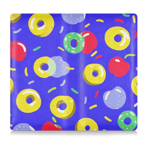 tplaotee Bright Blue Donuts Leder Auto Registrierung und Versicherung Kartenhalter Brieftasche Zubehör Etui für Karten Essential Document Führerschein von tplaotee