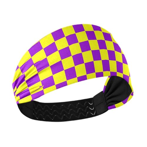 tplaotee Buffalo Plaid Karo Gelb-Violett, feuchtigkeitsableitendes Stoff-Stirnband für Damen, dehnbares Schweißband für Damen, für Workout, Laufen, Fußball, Wandern tplaotee Buffalo Plaid Karo Gelb-Violett, feuchtigkeitsableitendes Stoff-Stirnband für Damen, dehnbares Schweißband für Damen, für Workout, Laufen, Fußball, Wandern von tplaotee