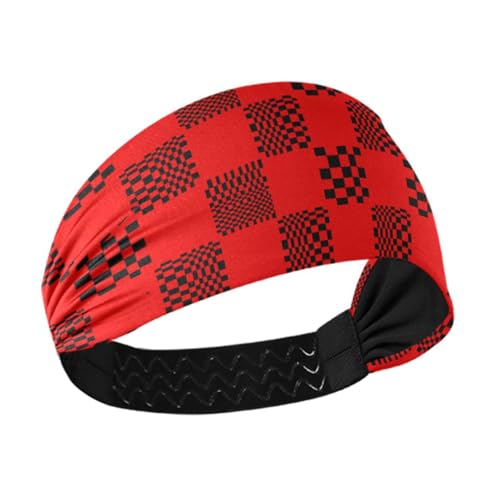 tplaotee Buffalo Plaid Multi Check Red Black Moisture Wicking Summer Headbands for Women Elastic hair bands for Daily use Gym Tennis make up von tplaotee