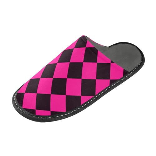 tplaotee Buffalo Plaid Pfirsichschwarz Damen Hausschuhe Slipper für Frauen Indoor mit Memory-Schaum für Haus, Schlafzimmer, Buffalo Plaid Pfirsichschwarz, 36/37 EU von tplaotee