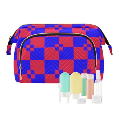 tplaotee Buffalo Plaid Violet Crimson Reisetasche Reißverschluss Kosmetiktasche für Geldbörse für Toilettenartikel Reise Kit Organizer, Büffelkariert, Violett, Purpurrot, 1 size von tplaotee