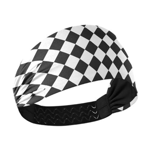 tplaotee Buffalo Plaid Weiß Schwarz rutschfeste Damenmode Stirnbänder Elastische Haarbänder für Workouts Gym Fußball Make-up von tplaotee