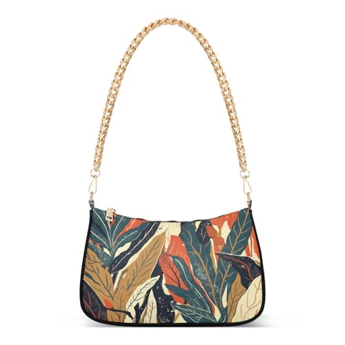 tplaotee Bunte Blättermuster, trendige Kettenhandtaschen für Damen, Crossbody-Tasche für Damen und Erwachsene von tplaotee