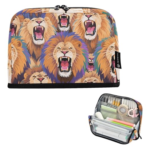 tplaotee Bunte Cartoon-Tier-Löwen-Federmäppchen, großes Fassungsvermögen, Make-up, breite Öffnung, Schreibwaren, Stifte-Tasche für adrette Kindergarten, Bolsas Para Herramienta tplaotee Bunte Cartoon-Tier-Löwen-Federmäppchen, großes Fassungsvermögen, Make-up, breite Öffnung, Schreibwaren, Stifte-Tasche für adrette Kindergarten, Bolsas Para Herramienta von tplaotee