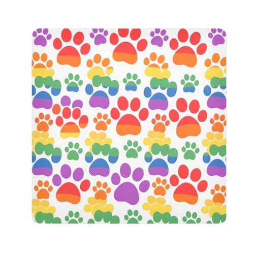 tplaotee Bunte Hunde-Fußabdrücke, magische Make-up-Tasche, Reisetasche, Organizer, Wickeltasche für Kamera, Objektiv, Tasche, Organizer, Taschen für Damen, Größe 55,1 x 55,1 cm von tplaotee