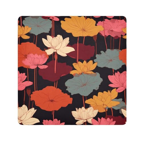 tplaotee Bunte Wasserlilien Blumen Blätter Magische Kosmetiktasche Tuch Make-up Organizer Wrap Kamera Objektiv Tuch Wrapper Kosmetik Organizer für Reisen Größe 55,1 x 55,1 cm von tplaotee