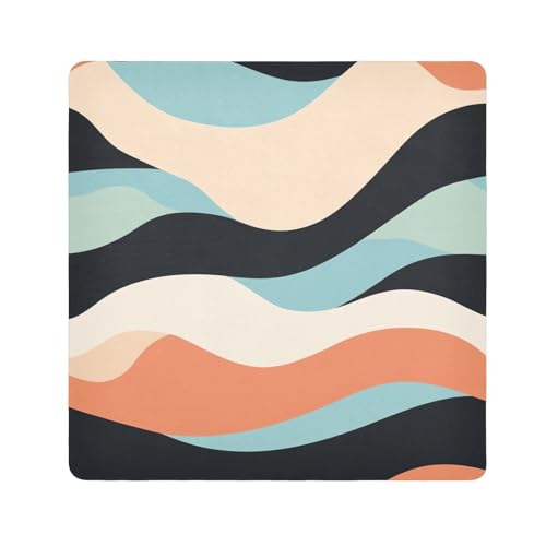 tplaotee Bunte lange gewellte Muster, magischer Aufkleber, Make-up-Halter, Stoff, Make-up-Organizer, Wickeltasche für Kamera, Objektiv, Tasche, für Damen, Größe 55,1 x 55,1 cm von tplaotee