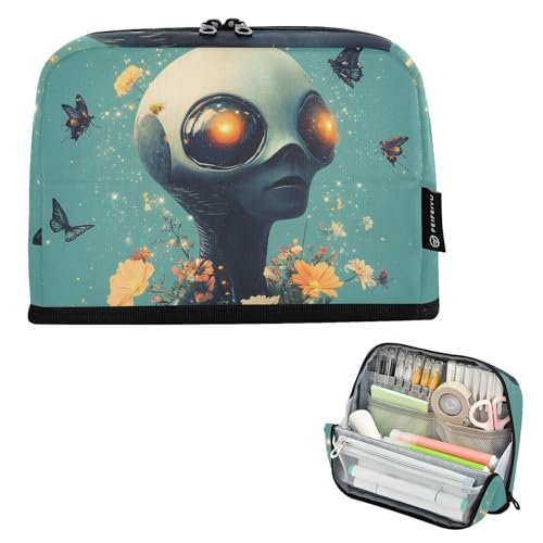 tplaotee Cartoon Aliens Science – Fiction und Fantasy-Stil, Federmäppchen, große Kapazität, Make-up-Tasche, tragbare Schreibwaren, Stifte-Tasche für adrette Schule, Cartuchera para ninos von tplaotee