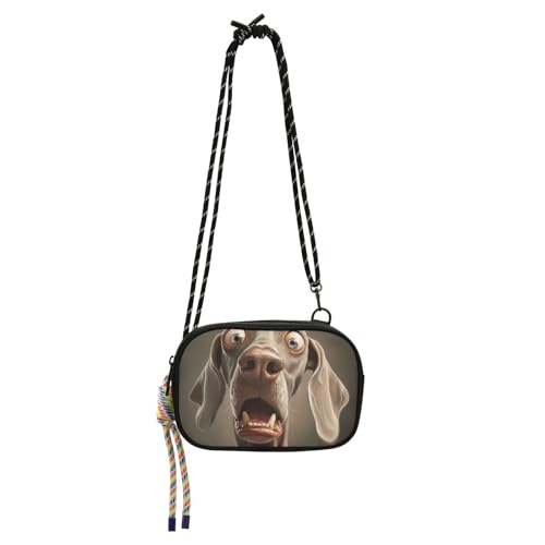 tplaotee Cartoon Funny Weimaraner Dogs Scaring Small Purse Crossbody for Men Trendy with Credit Card Slots Black Handbag Have a meal, Cartoon Funny Weimaraner Dogs Scaring, 1 size von tplaotee