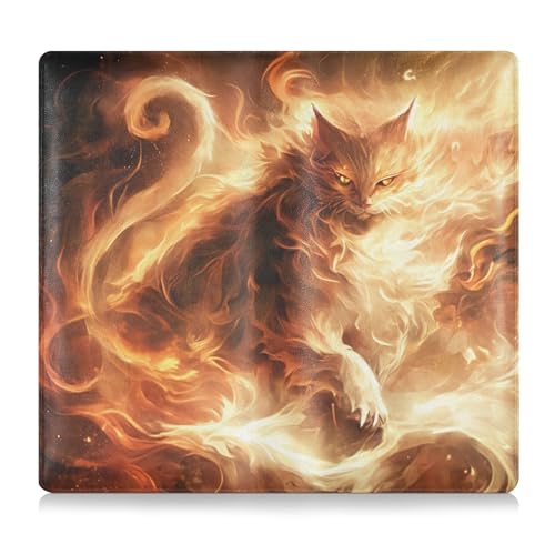 tplaotee Cat Giclee Glow Flame Style PU Leder Auto Registrierung Versicherung & ID Card Holder Essential Car Wallet Case für Ausweis, Führerschein, Schlüsselkontaktinformationskarten von tplaotee