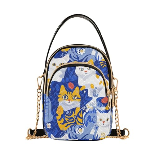 tplaotee Chic America Shorthaircats trendige Leder-Umhängetasche für Damen mit mehreren Taschen, Handtasche für Damen auf Reisen, Königsblau von tplaotee