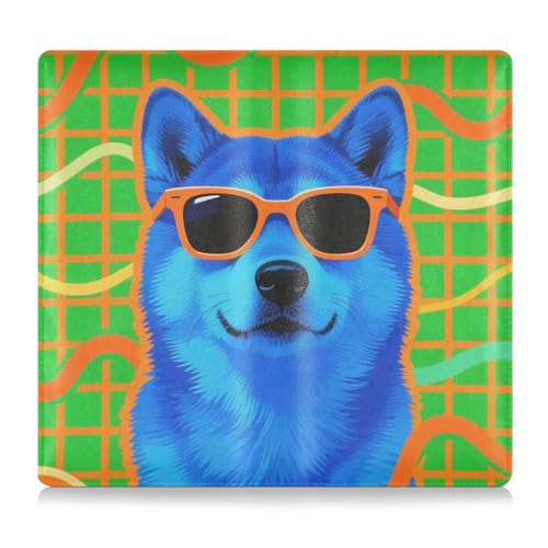 tplaotee Cool Dog Pop-Art-Schutzhülle aus hochwertigem Leder, für Registrierungs- und Versicherungskarten, Organizer für Dokumente, Karten, Führerschein, Grün von tplaotee