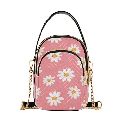 tplaotee Daisy Peach Valentine trendige Leder-Crossbody-Tasche für Damen mit mehreren Taschen für Damen und Erwachsene tplaotee Daisy Peach Valentine trendige Leder-Crossbody-Tasche für Damen mit mehreren Taschen für Damen und Erwachsene von tplaotee