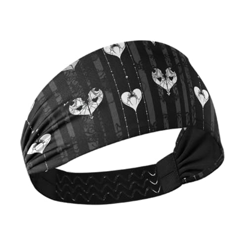 tplaotee Damen Stirnbänder im Gothic-Stil, schwarz, weiß, gestreift, kühlend, modisch, elastisch, Schweißbänder für den Kopf, zum Laufen, Radfahren, Fußball, Wandern von tplaotee