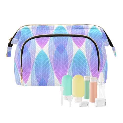 tplaotee Digitale Make-up-Tasche für Damen, Geldbörse, für Kosmetik, Reisen, Violett / Blau, Digitales Violett-Blau, 1 size von tplaotee