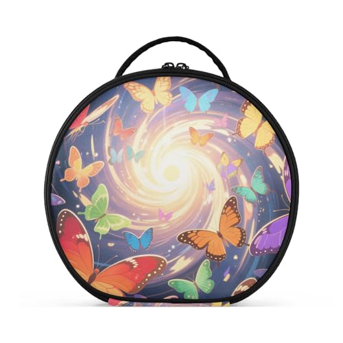 tplaotee Dreamy bunte Make-up-Tasche mit Schmetterlingen, vertikal, freistehend, Reißverschluss, Kulturbeutel für Damen, mit verstellbaren Trennwänden, 27,9 cm von tplaotee