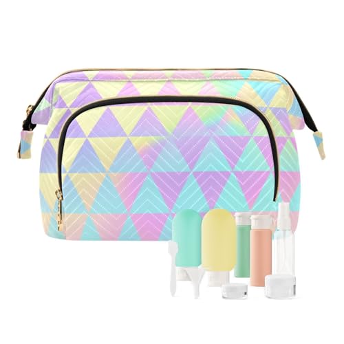 tplaotee Dreieckige Regenbogen-Farbverlaufs-Make-up-Reisetasche, wasserdicht, für Damen, Münzgeldbörse für Kosmetikaufbewahrung, Dreieckiger Regenbogen-Farbverlauf, 1 size von tplaotee
