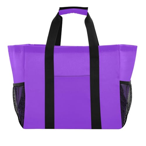 tplaotee Einkaufstasche, Einkaufstasche, wiederverwendbar, faltbar, Strandtasche, wasserdicht, Leinen, Blau / Violett von tplaotee
