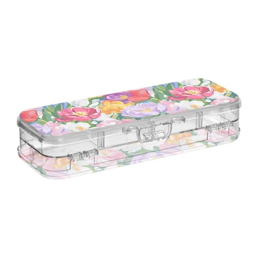 tplaotee Farbige Ölgemälde-Sinnes-Bleistift-Box, Blumen-Design, transparent, doppelstöckig, für Schreibwaren, mit Schnappdeckel tplaotee Farbige Ölgemälde-Sinnes-Bleistift-Box, Blumen-Design, transparent, doppelstöckig, für Schreibwaren, mit Schnappdeckel von tplaotee