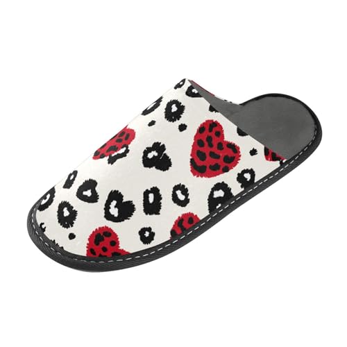 tplaotee Fashion Love Red Leopard Print Weihnachten Hausschuhe für Damen Frauen Hausschuhe Indoor mit Memory-Schaum für Haus, Schlafzimmer, Fashion Love Red Leopard Print Weihnachten, 36/37 EU von tplaotee