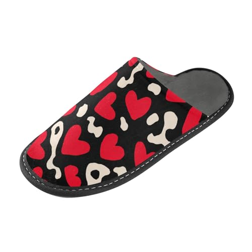 tplaotee Fashion Love Red Leopard Weihnachten Frauen Hausschuhe Indoor Hausschuhe für Damen mit Memory-Schaum für Haus, Schlafzimmer, Fashion Love Red Leopard Weihnachten, 36/37 EU von tplaotee