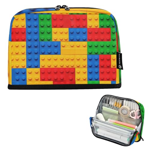 tplaotee Federmäppchen mit Bausteinen, bunt, großes Fassungsvermögen, Make-up, stabiles Schreibwaren, Federmäppchen für Teenager, Schule, Bolso Para Herramientas von tplaotee