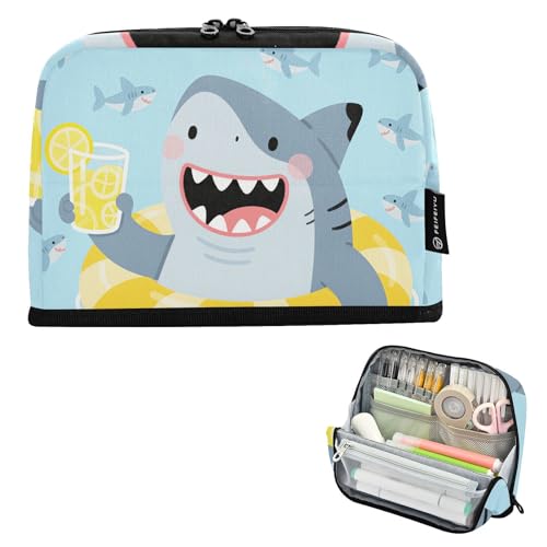 tplaotee Federmäppchen mit Cartoon-Motiv, lustiges Hai-Design, große Kapazität, Make-up-Tasche, niedliche Schreibwaren-Tasche für Herren, Schulbedarf, Bolsas para erramientas tplaotee Federmäppchen mit Cartoon-Motiv, lustiges Hai-Design, große Kapazität, Make-up-Tasche, niedliche Schreibwaren-Tasche für Herren, Schulbedarf, Bolsas para erramientas von tplaotee