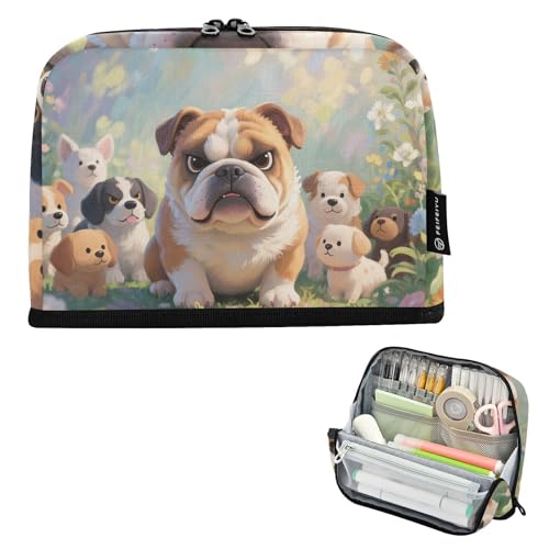 tplaotee Federmäppchen mit Cartoon-Motiv Shar Pei Hund, große Kapazität, Stifttasche, Stehmünze für Erwachsene, adrette Schulbedarf, Cartucheras para lapices von tplaotee