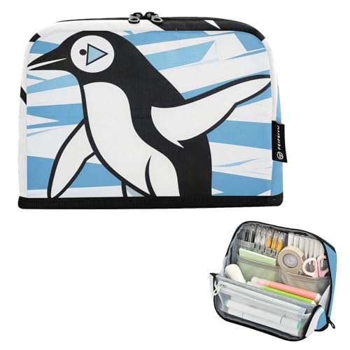 tplaotee Federmäppchen mit Cartoon-Pinguin, großes Fassungsvermögen, große Mehrzweck-Tasche für Teenager, Kindergarten, Cartuchera Escolar para ninos von tplaotee