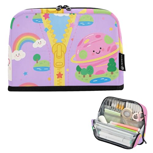 tplaotee Federmäppchen mit Cartoon-Regenbogen-Reißverschluss, großes Fassungsvermögen, schmal, Schreibwaren-Organizer für Studenten, College, Cartuchera, Escolar, Para, Jugendliche von tplaotee