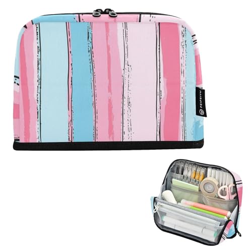 tplaotee Federmäppchen mit Streifenmuster, großes Fassungsvermögen, Make-up-Tasche, Schreibwaren-Federmäppchen für Erwachsene, Schule, Must-Have Cartucheras Ecolares para ninas von tplaotee