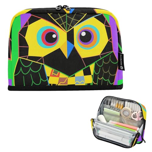 tplaotee Federmäppchen mit abstrakter schwarzer Eule, grün/violett, gestreift, großes Fassungsvermögen, erweiterbar, Schreibtisch-Organizer für Studenten, Mittelschule, Bolsas para maquillaje de mujer tplaotee Federmäppchen mit abstrakter schwarzer Eule, grün/violett, gestreift, großes Fassungsvermögen, erweiterbar, Schreibtisch-Organizer für Studenten, Mittelschule, Bolsas para maquillaje de mujer von tplaotee